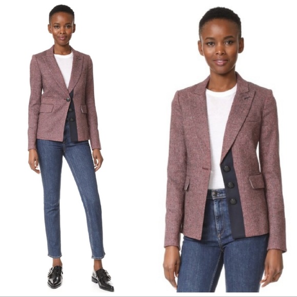Veronica Beard Jackets & Blazers - Veronica Beard Sterling Placket Herringbone Tailored Blazer Jacket Purple Size 4